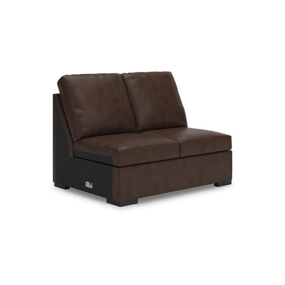 Signature Design by Ashley Modern Day U-Shape Left-Arm Facing Modern Leather Match 3-Piece Sectional with Chaise, Removable Cushion, Dark Brown