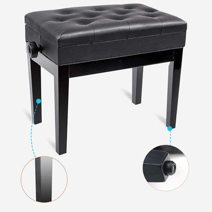 JDXQBLD Luxury Ergonomic Wooden Piano Bench with Soft Leather Seat and Book Storage Compartment Sturdy and Durable Piano Stool