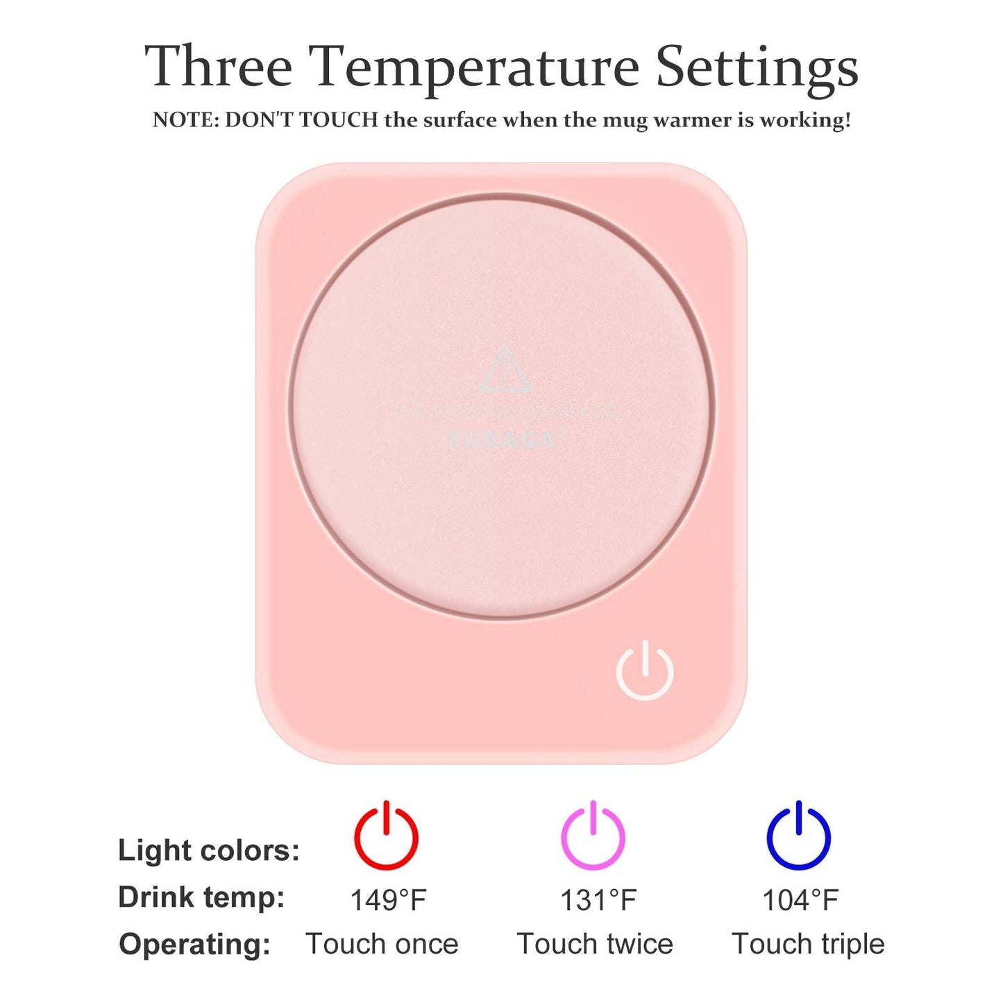 VOBAGA Coffee Mug Warmer for Desk with Auto Shut Off & 3-Temp Settings, Coffee Cup Warmer with Smart Safety Alert Home Office Accessory, Perfect for Coffee, Tea, Milk (No Mug)