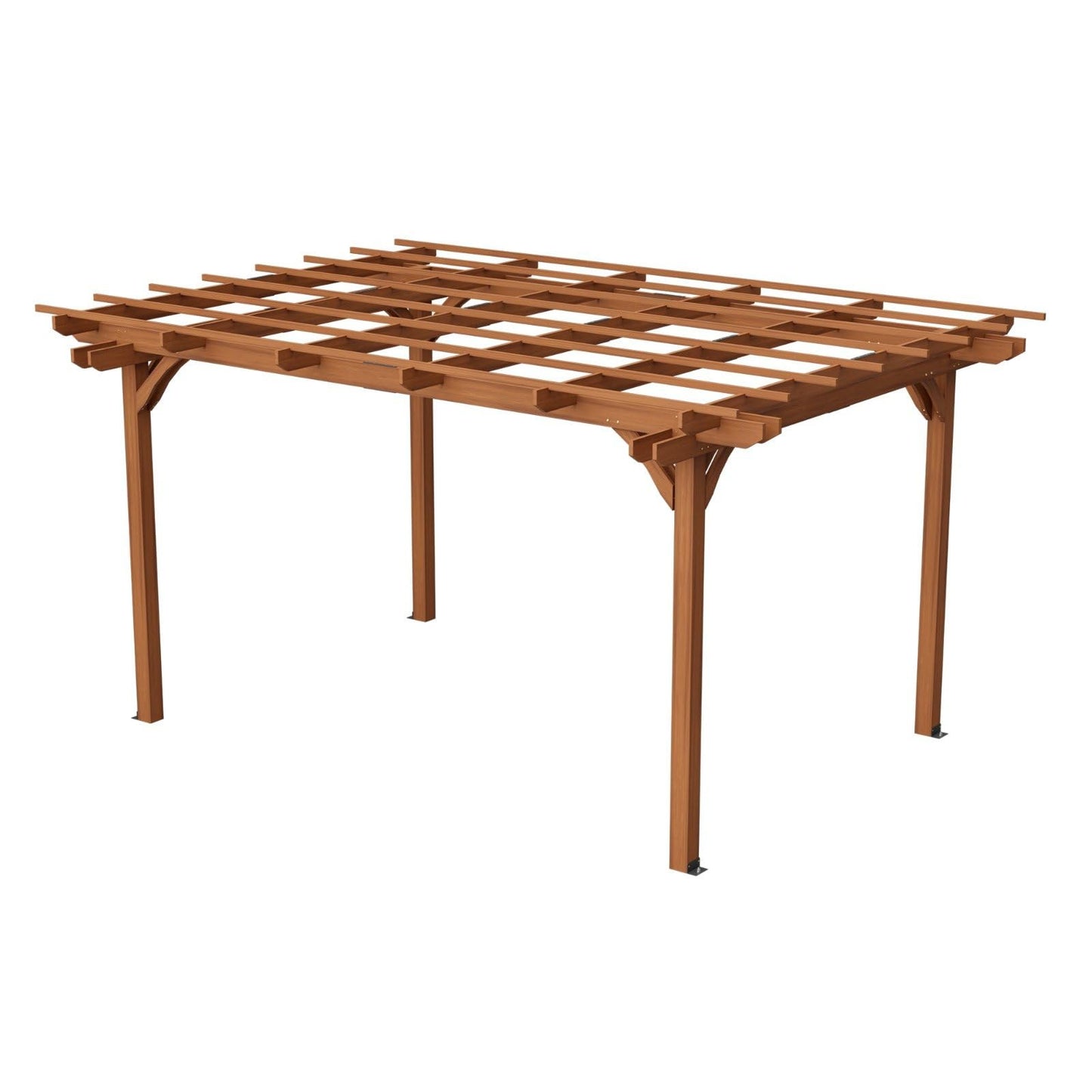FRITHJILL 12x10FT Wooden Pergola with Slatted Roof Trellis, Fir Wood Outdoor Pergola for Climbing Plants & Vines, Waterproof Garden Arbor for Patio, Backyard, Deck