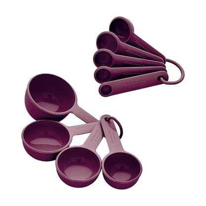 KitchenAid Measuring Cups and Spoon Set, Beetroot, 9-Piece
