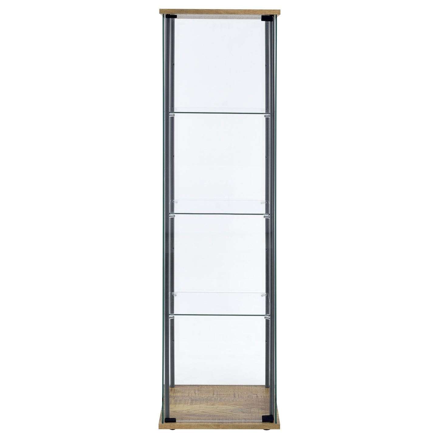 Coaster Home Furnishings - Bellatrix - Glass - 3-Shelf Curio Cabinet with Metal Frame, One Door, and Black Hardware - Living Room - 64-Inch - Mango - 950172MGO