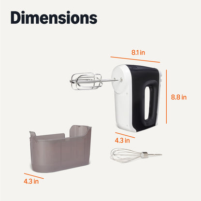 Amazon Basics 6-Speed Electric Hand Mixer with Turbo and Stainless Steel Whisk, Snap-On Storage Case, 250 Watts, Black