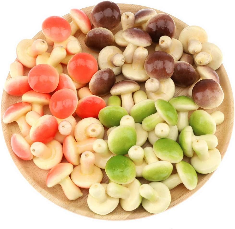 30pcs Gresorth Mini Artificial Mushroom Decoration Fake Vegetable Ornament Lifelike Faux Fruit Model for Home Kitchen