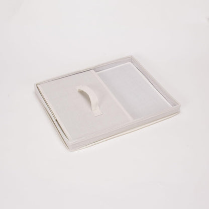 Household Essentials 113 Large Storage Box with Lid and Handle - Natural Beige Canvas