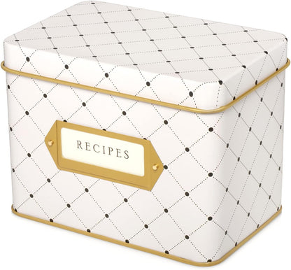 Jot & Mark Recipe Card Gift Box: 50 4x6 inch Cards with 14 Dividers in a Decorative Floral Tin Box