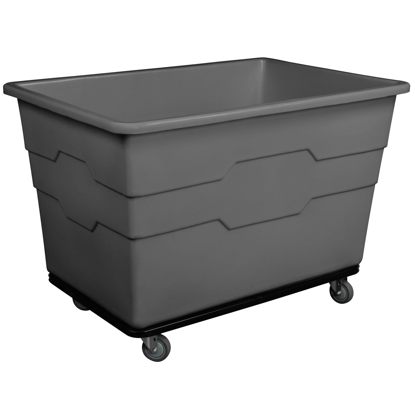ReadySpace Commercial 20 Bushel Utility Cart with Steel Base, Poly Box Basket Truck, Laundry Cart, and Rolling Trash Bin, 51.5-Inch x 35.5-Inch x 36-Inch, 1000 Pound Weight Capacity, Gray