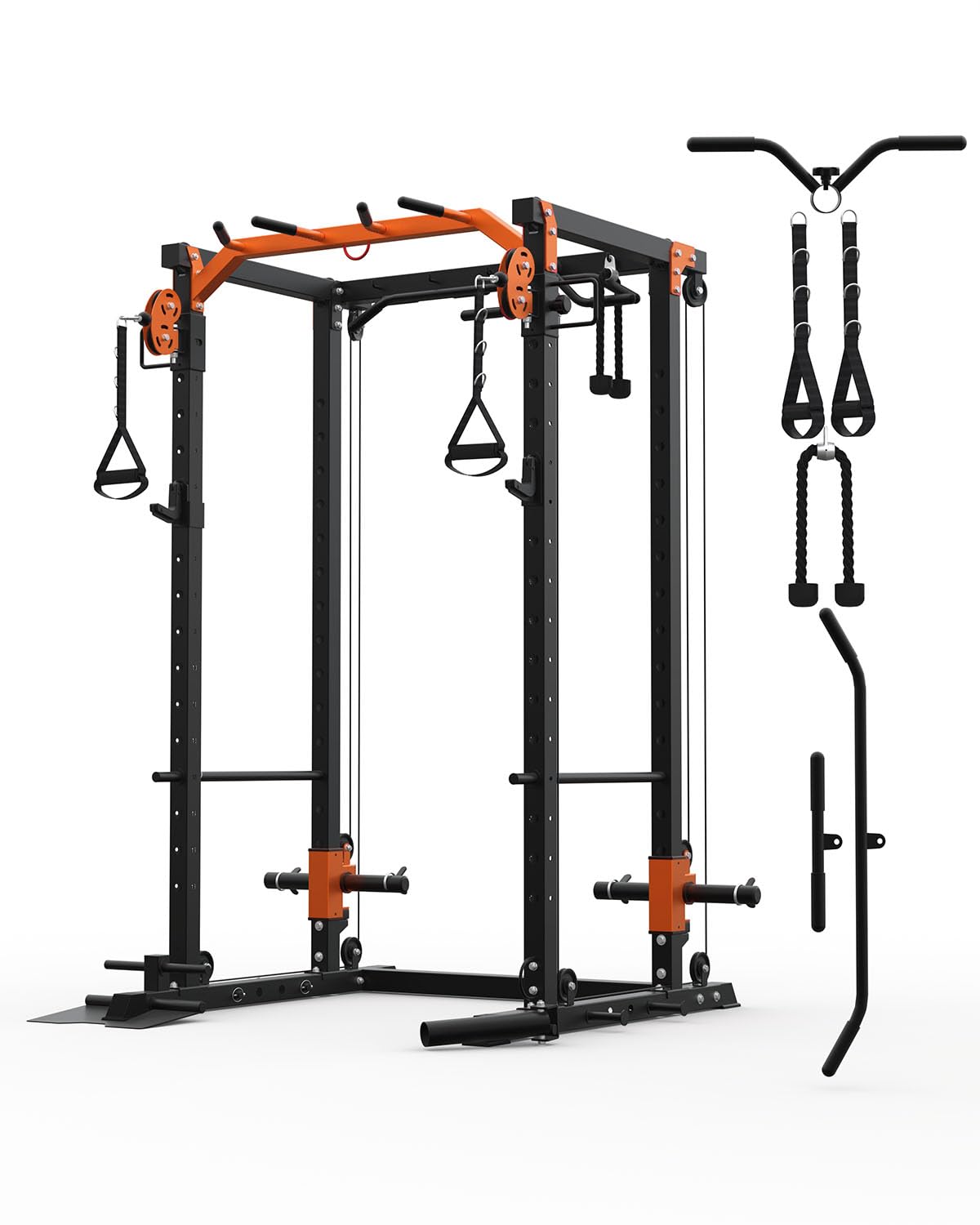 Power Cage for Home Gym, 2000LBS Power Rack with Cable Crossover and Dual Independent Pulley System, Squat Rack with LAT Pull Down System, Workout Cage for for Full Body Training