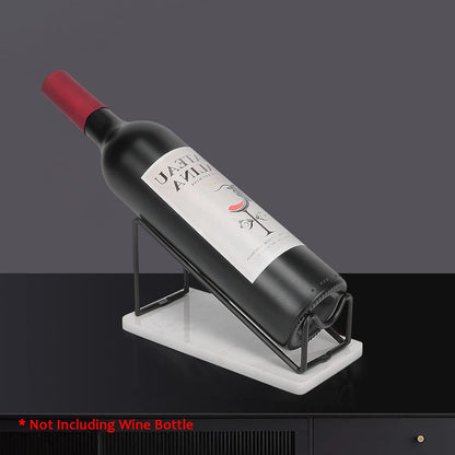 HarJue Tabletop Wine Rack - Metal Countertop Wine Bottles Holder with Elegant Marble Base, Stylish Matte Black