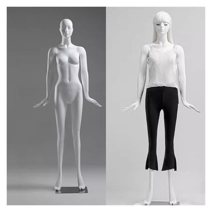 Matte White Female Mannequin with Head, Tall Detachable Dress Form Dummy for Home, Online Shop & Retail Display - Perfect Torso Body(Style4)