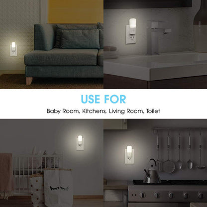 LOHAS Plug in Night Light, Dimmable LED Night Lights With Dusk to Dawn Sensor, Soft White 3000K Sleep Nightlight, Adjustable Brightness 5-80lm Mini Light for Nursery Kids Room Hallway Kitchen, 2 Pack