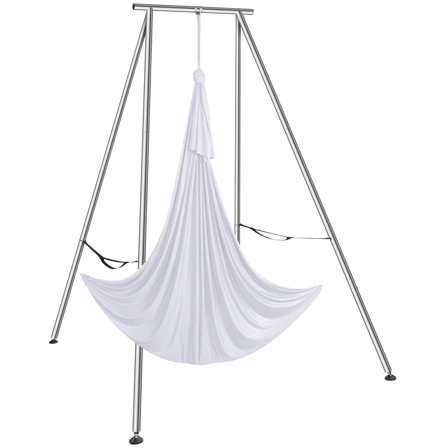 VEVOR Aerial Yoga Frame & Hammock Set, 9.67ft Yoga Swing Frame with 6.6-Yard Nylon Hammock, Heavy-Duty Premium Stand, 551.15 lbs Max Capacity Rig, for Indoor & Outdoor Aerial Fitness Training (White)