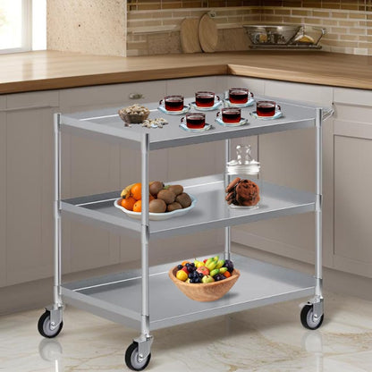 Commercial Stainless Steel 3 Shelf Utility Kitchen Metal Cart 24"X15"X33"