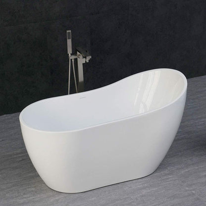 WOODBRIDGE B-0006 54" Modern Acrylic Freestanding Bathtub, with Brushed Nickel Drain and Overflow, B0006/Bat-1507, 54" Bathtub I