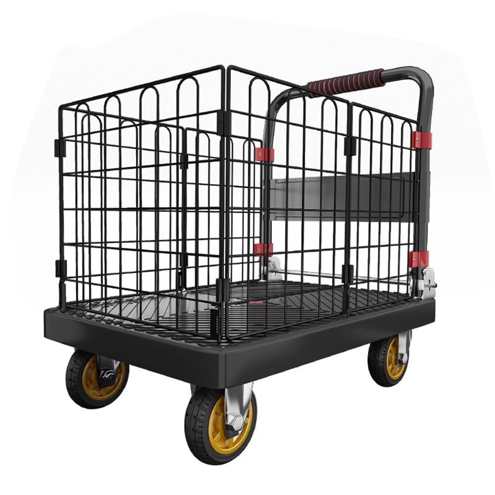 Heavy Duty Folding Platform Truck Cart with Wheels for Warehouse Transport, Portable Utility Trolley for Moving Heavy Loads