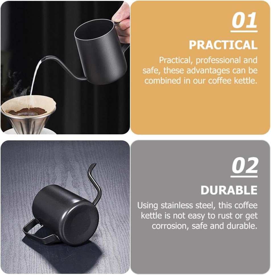 Whistling Teapot Coffee Pot, Stovetop Drip Pot with Long Spout, Stainless Steel Kettle with Tea Strainer