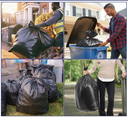 Teivio Large Black Trash Bags - 30-33 Gallon | 40 Count All-Purpose Garbage Liners for Home & Office