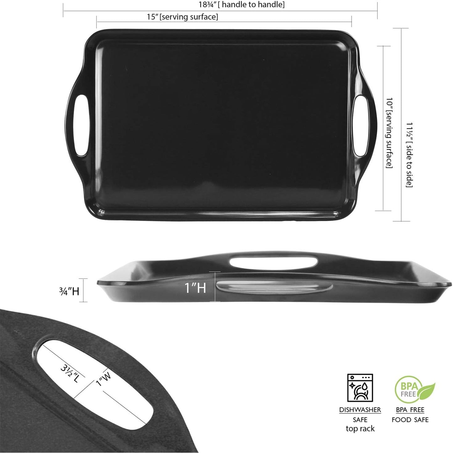 Durable Rectangular Melamine Serving Tray in Classic Design