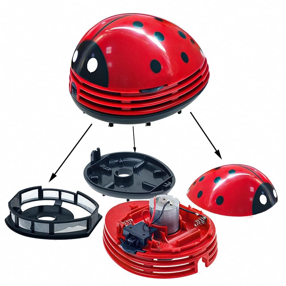 E ECSEM Mini Portable Handheld Cordless Tabletop Crumb Sweeper Desktop Dust Vacuum Cleaner Cute Cartoon Battery Operated