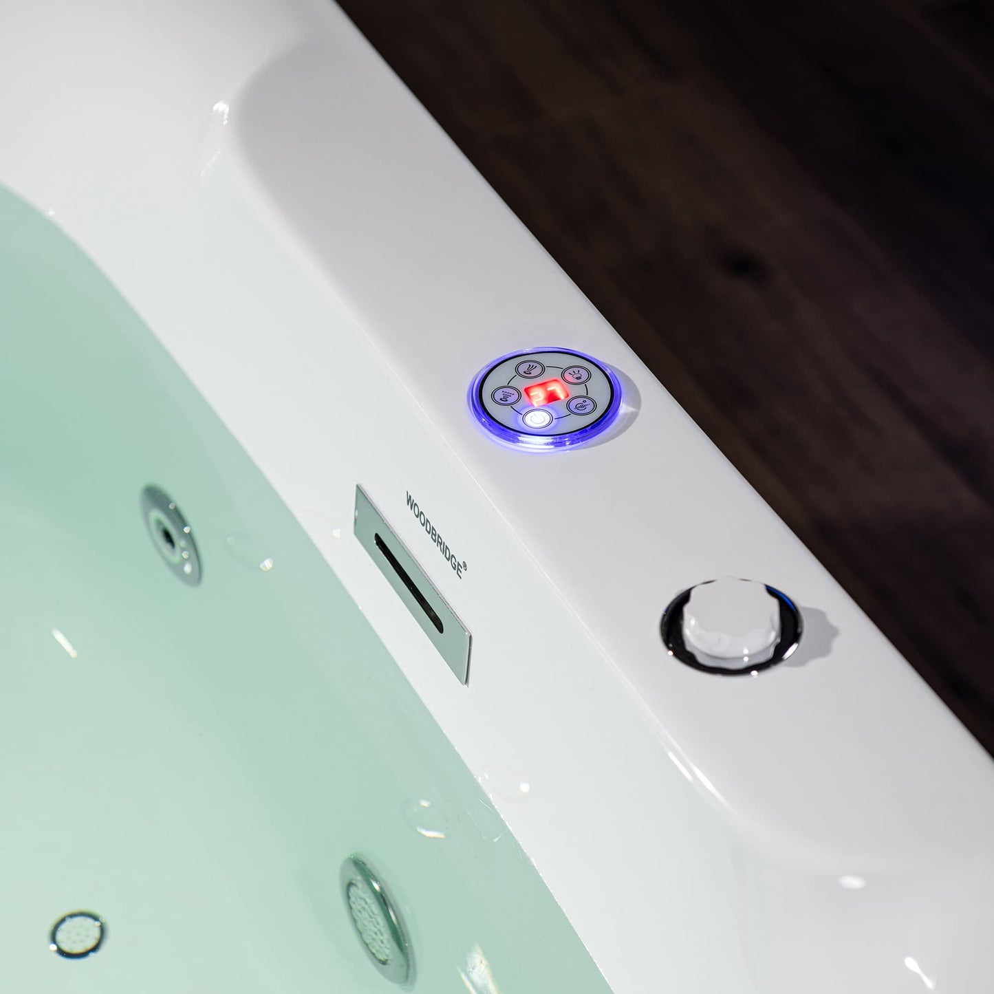 WOODBRIDGE 72" x 35-3/8" Whirlpool Water Jetted and Air Bubble Freestanding Heated Soaking Combination Bathtub with LED control panel, BJ400