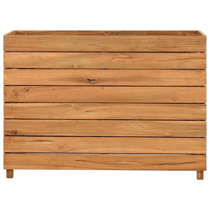 Favemtsl Large Adjustable Rustic Raised Garden Bed 39.4"x15.7"x28.3", Recycled Teak Wood Outdoor Planter Box with Steel Frame, Eco-Friendly Elevated Flower Bed for Patio Balcony Deck