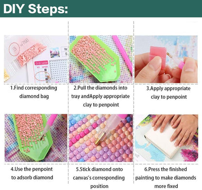 mrpwnle 6 Pack Diamond Art Kits for Adults, Landscape Diamond Painting Kits for Adults, 5D DIY Round Full Drill Gem Art Diamonds Dots Crafts, Home Decor Gift 12x16in (Beach, Sunset, Sunny)