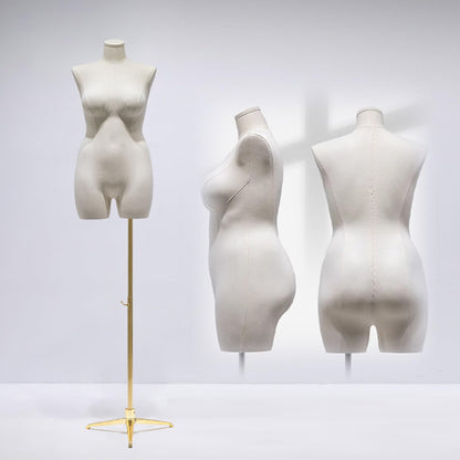 Plus Size Female Mannequin Torso with Adjustable Stand, Headless Curvy Dress Form Model for Sewing & Clothing Display - Realistic Full Body Manikin(Gold Stand C)