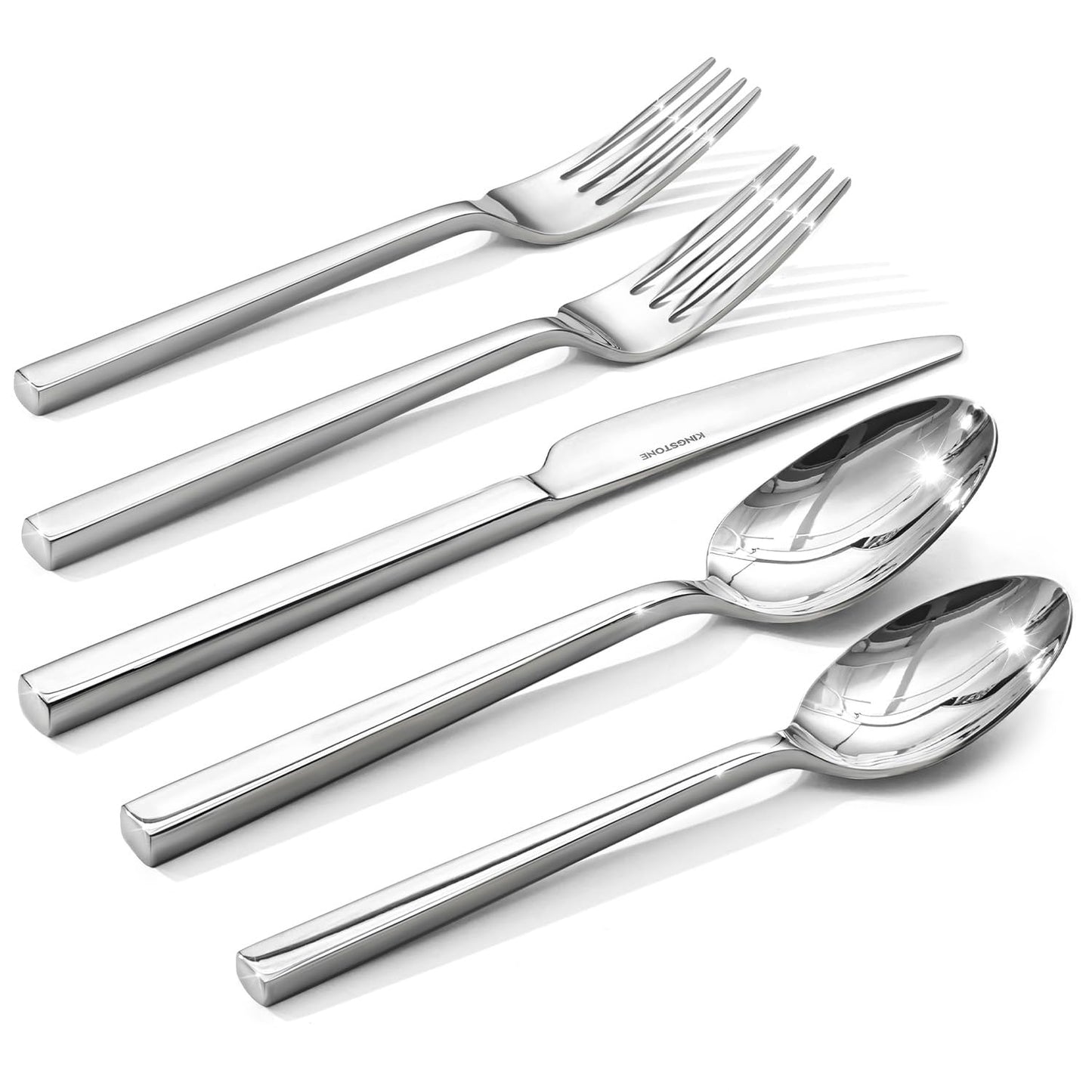 KINGSTONE Silverware Set, 20-Piece Flatware Cutlery Set Premium Stainless Steel, Service for 4, for Kitchen, Home, Wedding, Party, Mirror Polished and Dishwasher Safe
