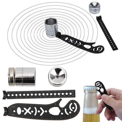 HilBeliFU 17mm Versatile Drawing Ruler Tool Kit, Iron Multifunctional Drawing Ruler, Innovative Magnetic Compass Rulers for Designers, Artists, Periodical Enthusiasts, Black