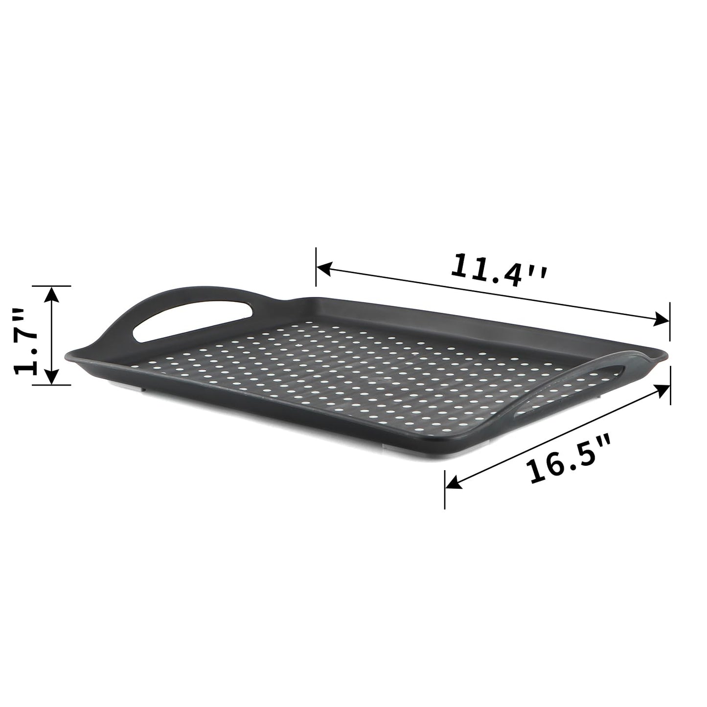 MDLUU Non-Slip Serving Tray with Handles, Food Serving Platter, Set of 2, Black