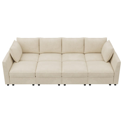 HONBAY Modular Sofa Sectional Sleeper Couch with Storage Seat Reversible Sectional Sleeper Couch Modular Sofa - Beige