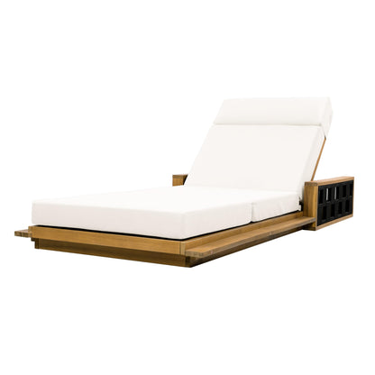 Christopher Knight Home Arly Acacia Wood Chaise Lounge Chair Outdoor with Foldable Cushion, Adjustable Backrest Sun Lounger Recliner, Wooden Patio Sun Bathing Lounge Chair, Teak+Cream