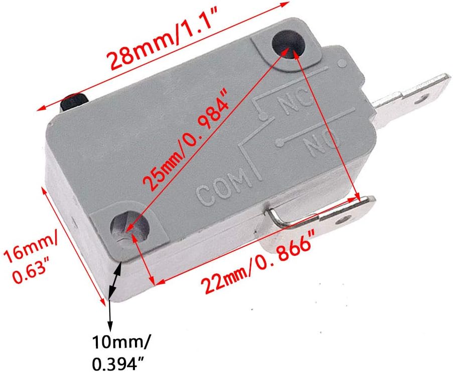 KW3A Microwave Oven Door Switch 16A 125/250V (2 Normally Open + 1 NONC)