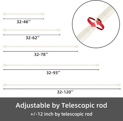 GXOACKJ Decorative Curtain Rods - Heavy Duty Metal for Windows 48 to 84 Inches | Ivory White Finish