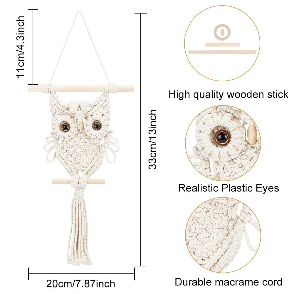 ORIGACH DIY Macrame Owl Wall Hanging Tapestry Kit Handmade Macrame Owl Kit Boho Hand Woven Macrame Wall Hanging Decor for Living Room Bedroom Office