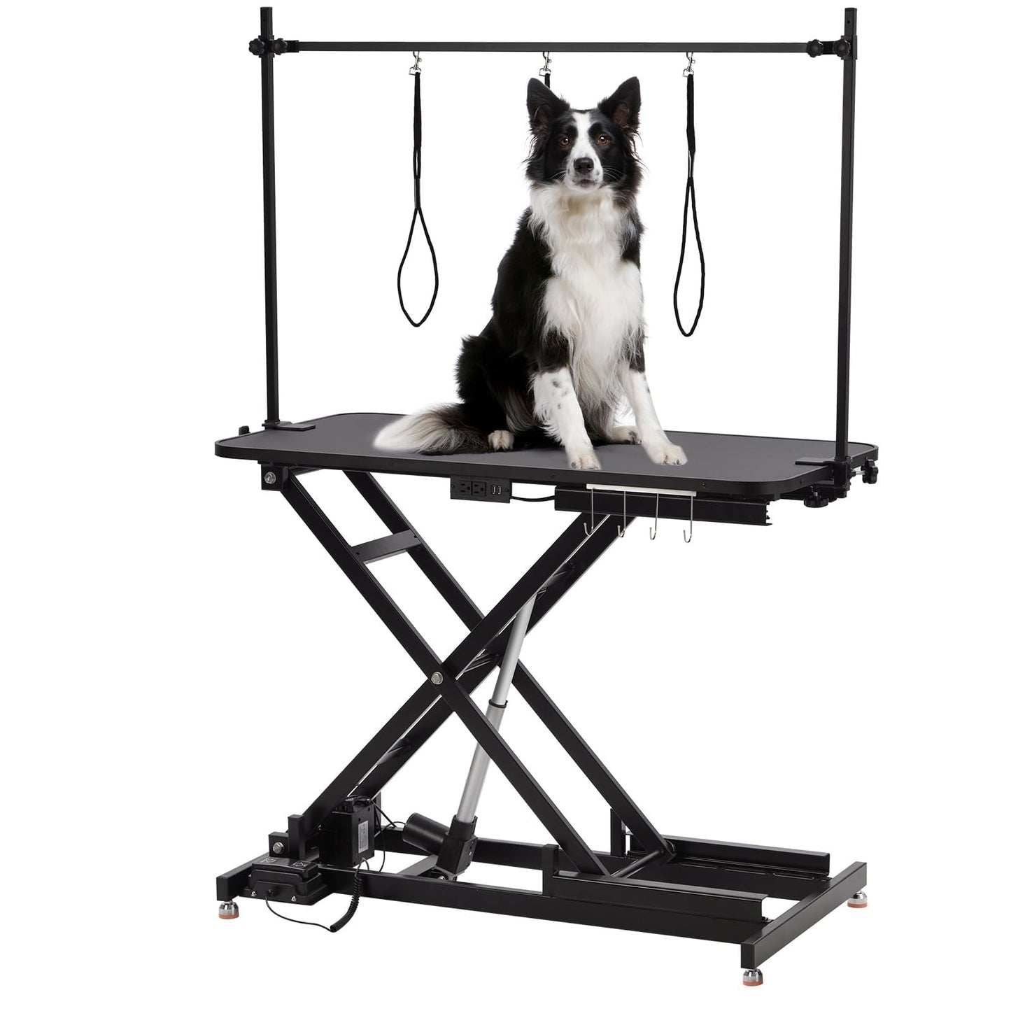 GarveeLife 47” Electric Lift Dog Grooming Table (White), Heavy Duty Electric Grooming Arm Table for Pets & Large Dogs Adjustable Height: 9.4"-39.4" Non-slip Desktop with Gantry Crane Set