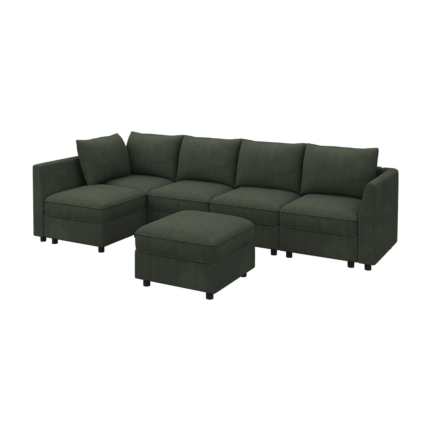 HONBAY Modular Sectional Sleeper Sofa Green Couch L Shaped Sectional Sofa with Storage, Convertible Couches for Living Room - Green