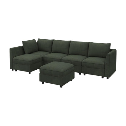 HONBAY Modular Sectional Sleeper Sofa Green Couch L Shaped Sectional Sofa with Storage, Convertible Couches for Living Room - Green