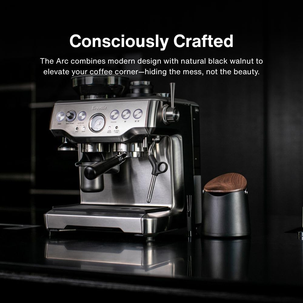 1216 CREMA Coffee Products Arc Knock Box | Holds Espresso Pucks | Durable Stain Resistant Build with Non Slip Base |
