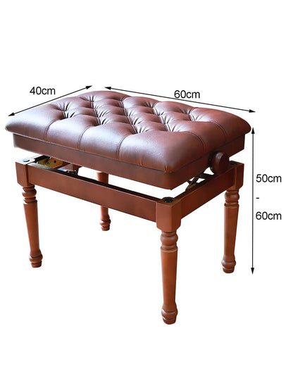 Sofa Bench Stool - Modern Leather Piano Bench for Keyboard Vanity | Walnut Finish, Adjustable Height | Stylish & Versatile Design for Home & Studio Use,Walnut