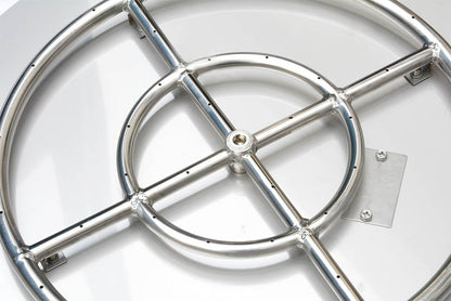 Stanbroil Stainless Steel 30" Round Flat Fire Pit Pan w/24 Fire Burner Ring Installed, BTU 296,000 Max