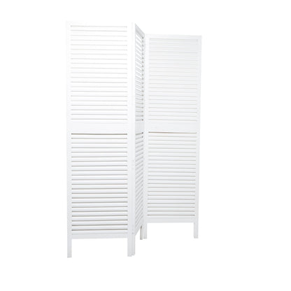 Deco 79 Mango Wood Partition Room Divider Screen Hinged Foldable Partition 3 Panel Privacy Screen with Carved Design, Room Partition 60" x 1" x 70", White