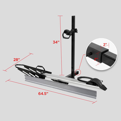 RokRack S One 1-Ebike Rack with Ramp, 100 lbs Capacity, Single Hitch Mount Electric Bike Rack, Fits up to 5" Fat Tire Width and 50" Wheelbase, Ebike Carrier Rack for 2" Receiver for Cars SUVs Vans RVs