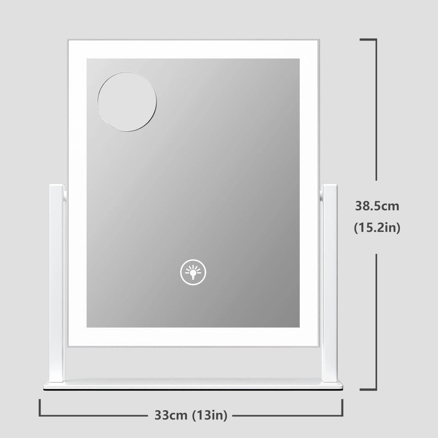 Lighted Makeup Mirror, 17.2"x13.6" Hollywood Vanity Mirror with Lights, Three Color Modes, Smart Touch Control, 360°Rotation,with 5X Magnifying Glass