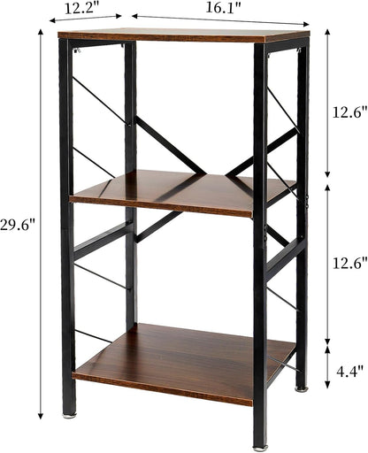 30'' 3 WRINGKIT Tall End Side Table, Height Small Telephone Table Stand with Tier Storage Shelf, Narrow Wood Nightstand