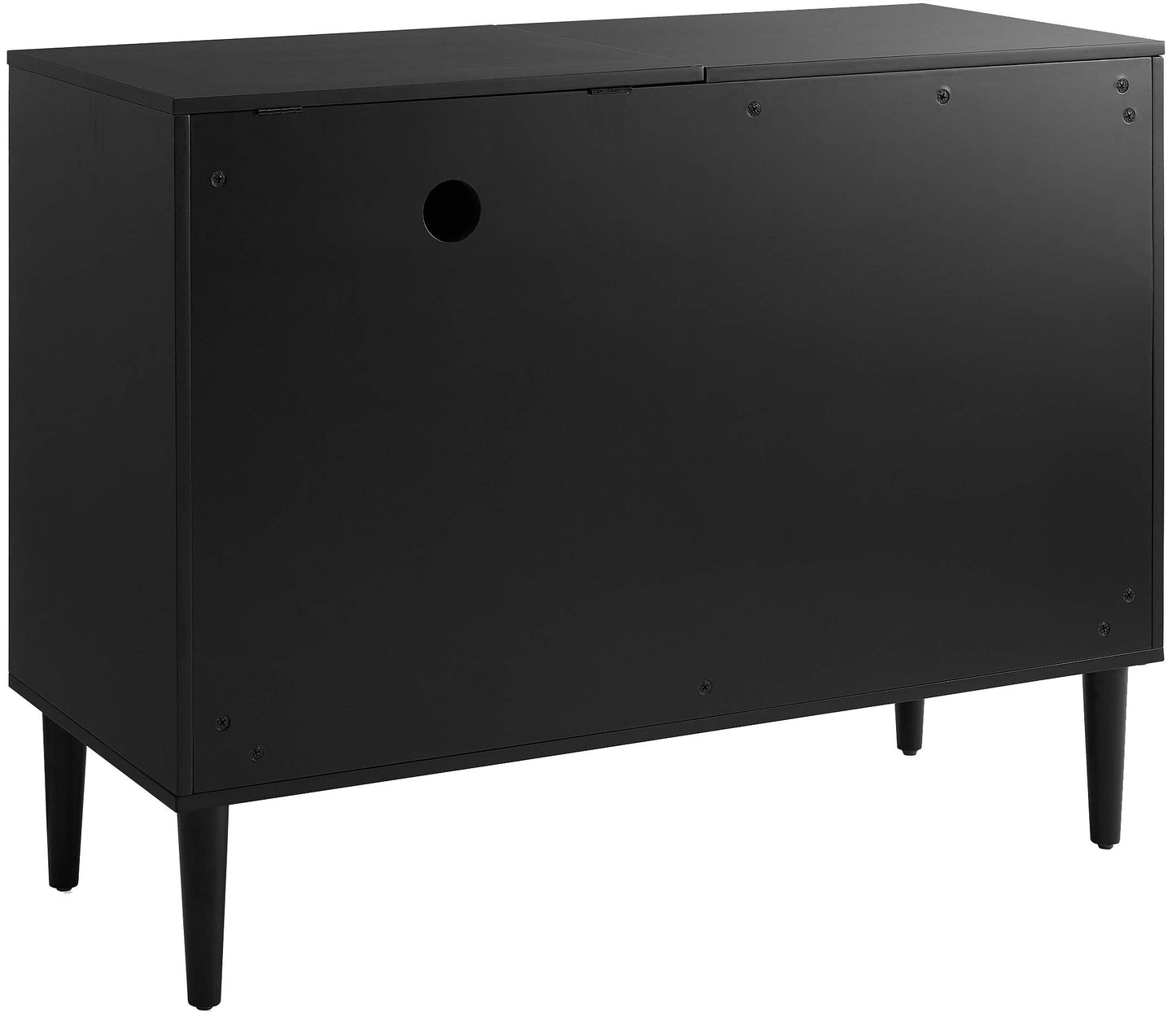 Crosley Furniture Everett Media Console and Record Player Stand with Storage for Vinyl Records, Matte Black