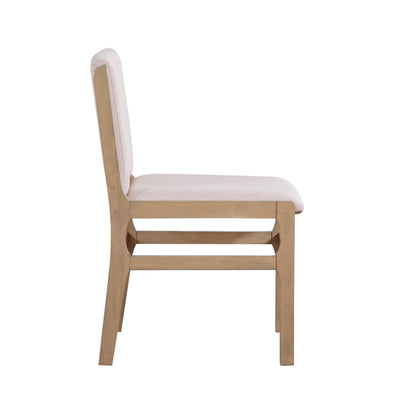 Christopher Knight Home Dash Rubber Wood Dining Chairs Set of 4, Modern Upholstered Dining Chairs, Armless Kitchen Chairs, Dining Room Living Room Accent Chair for Extra Seat, Light Natural+Beige