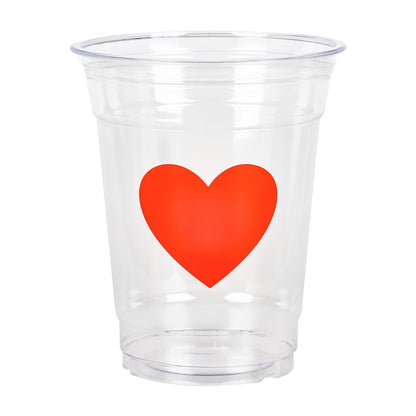 AimFun 50Pcs Valentine's Day Plastic Cups Red Heart Party Cups 12oz Clear Heart Disposable Drinking Cups for Valentines Wedding Galentine's Day Anniversary Party Supplies
