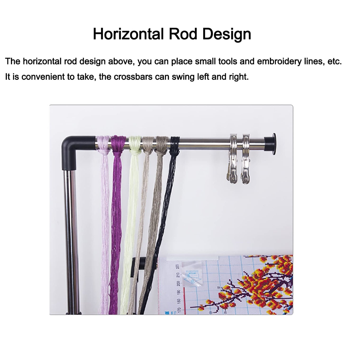 Embroidery Stand with Wheels, Needlework Floor Frame, Height Adjustable Standing Embroidery Lap Table, Stainless Steel Cross Stitch Craft Stand for Art Craft Sewing Holder