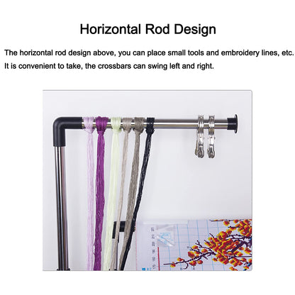 Embroidery Stand with Wheels, Needlework Floor Frame, Height Adjustable Standing Embroidery Lap Table, Stainless Steel Cross Stitch Craft Stand for Art Craft Sewing Holder